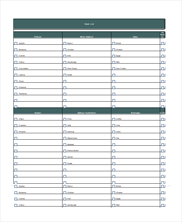 Stock List Template - 12+ Word, Excel, PDF Documents Download