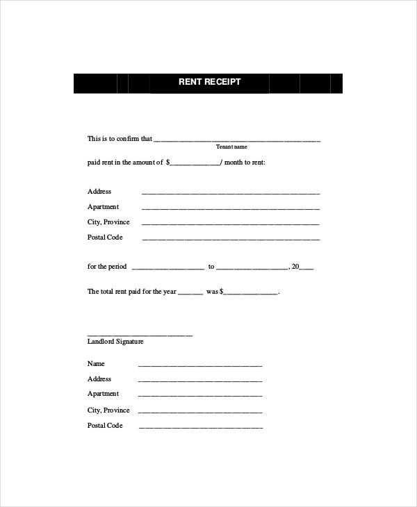 Rent Receipt Template - 11+ Free Word, PDF Documents Download