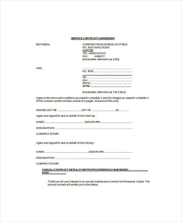 service contract agreement template