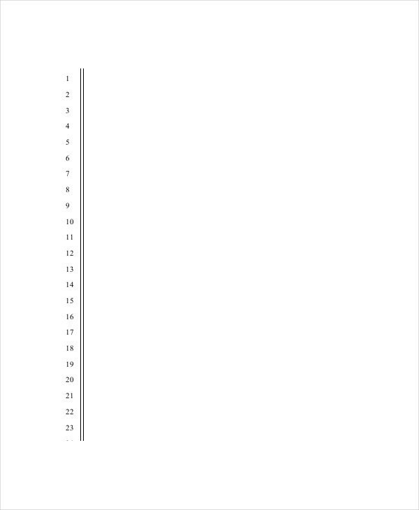 Printable Numbered Lined Paper