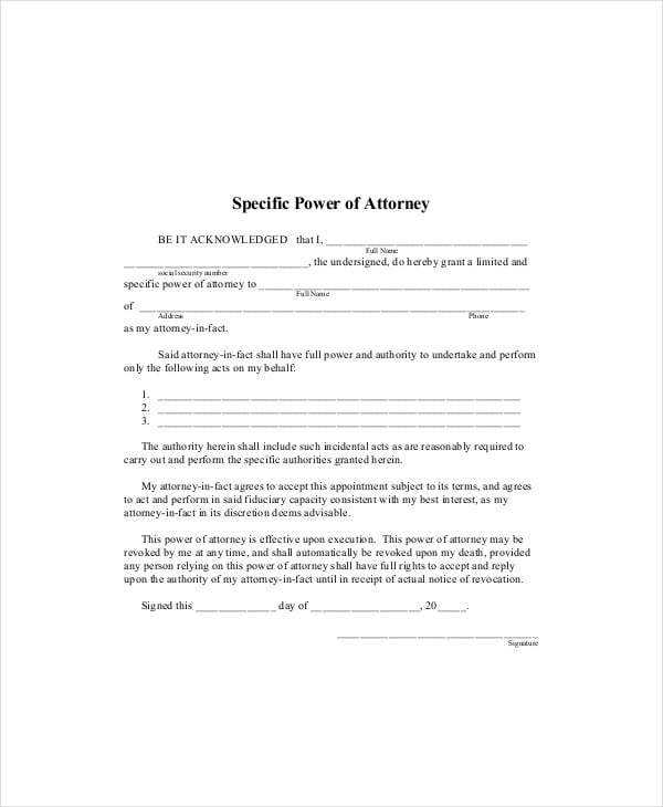 specific-power-of-attorney-template