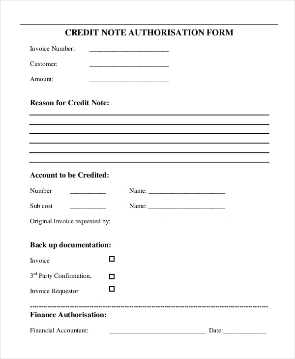 credit note template