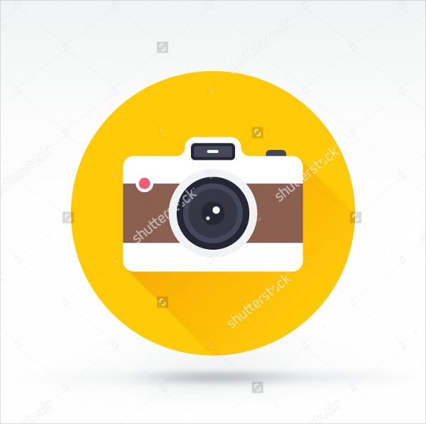 flat style with long shadows camera icon