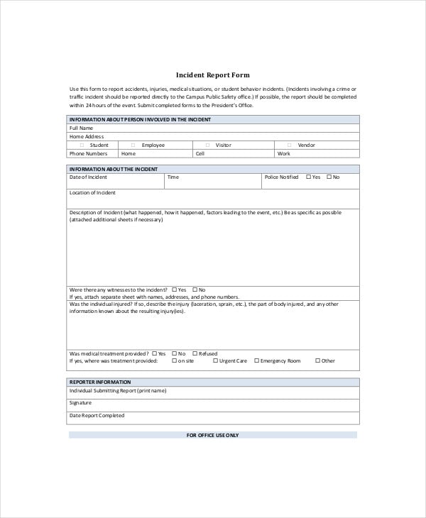 incident report template