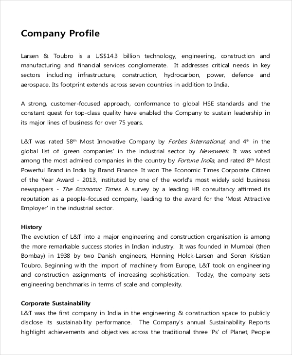 business plan example company description