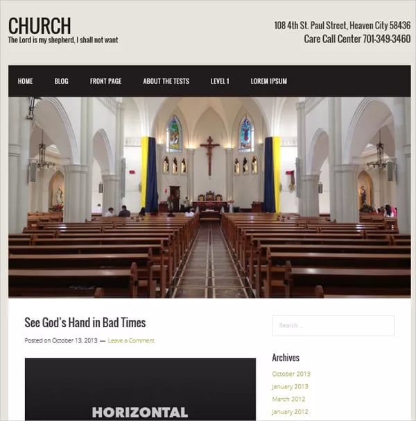 free church wordpress website template