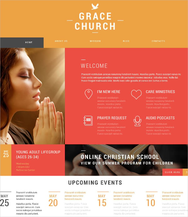 church religious organization wordpress website theme