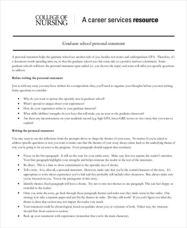 nursing graduate school personal statement example