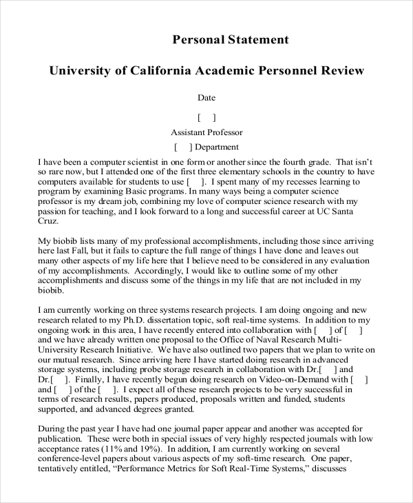 university admission personal statement