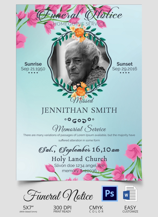 Funeral Notice Template 12 Free Word Excel Pdf Psd Format Download Free Premium Templates
