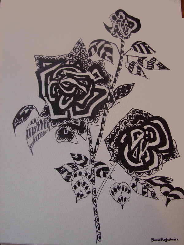 rose zentangle drawing