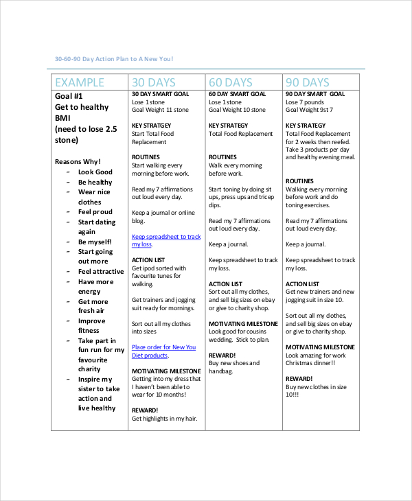 90 Day Plan Examples