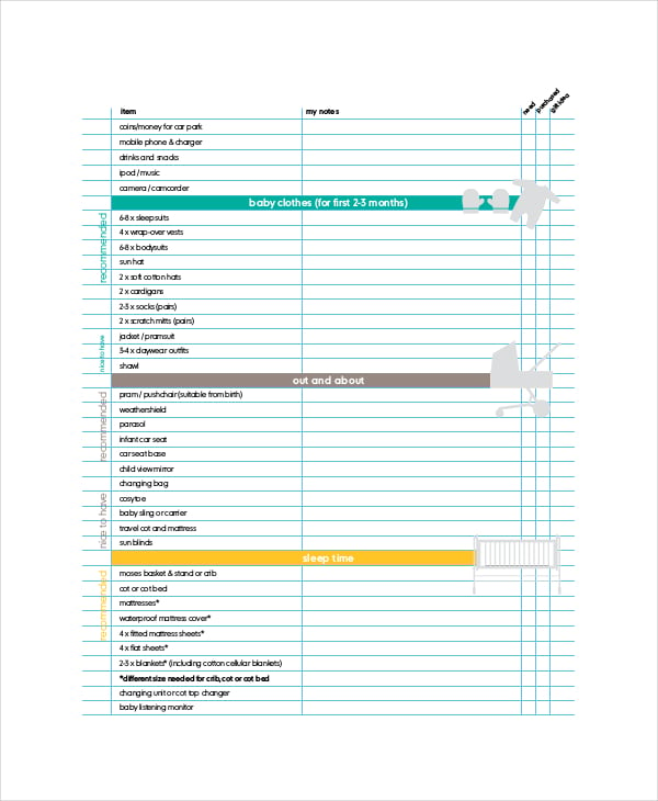 simple baby registry checklist template