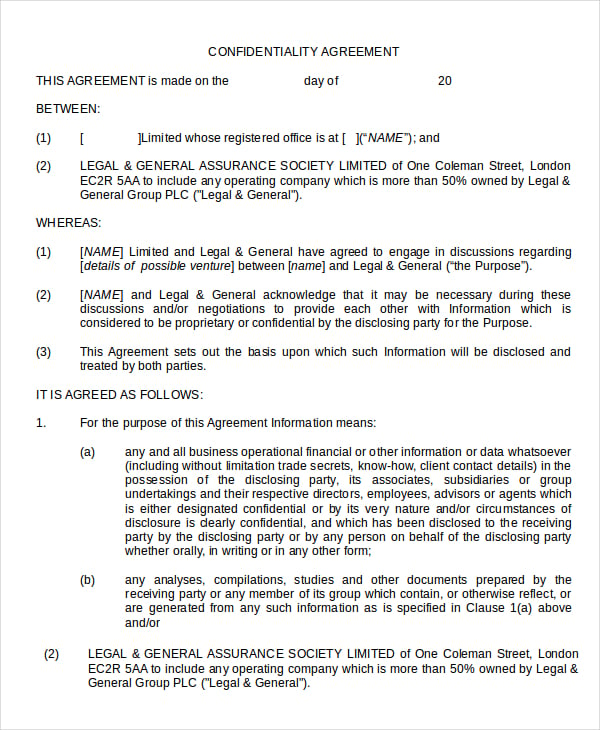 group confidentiality agreement template