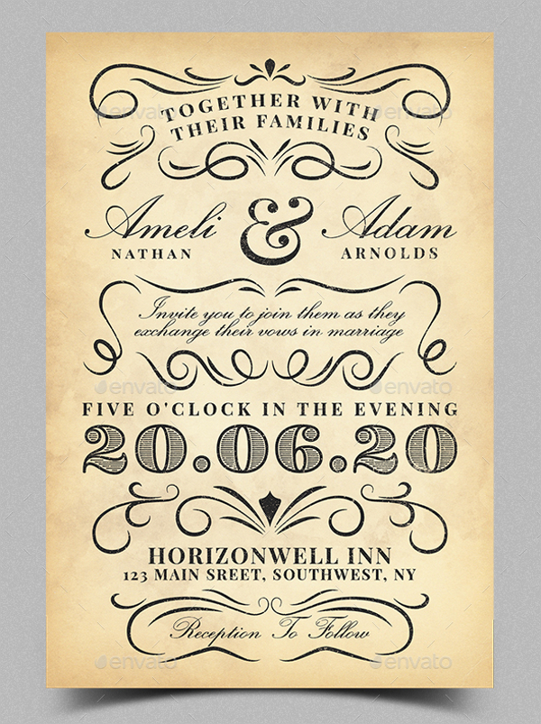 vintage wedding invitation template