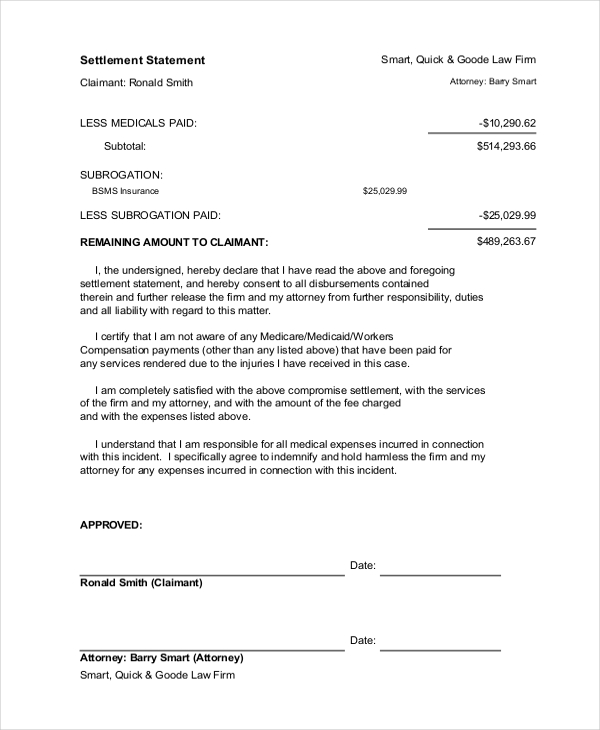 14+ Settlement Statement Examples - Word, PDF | Free & Premium Templates