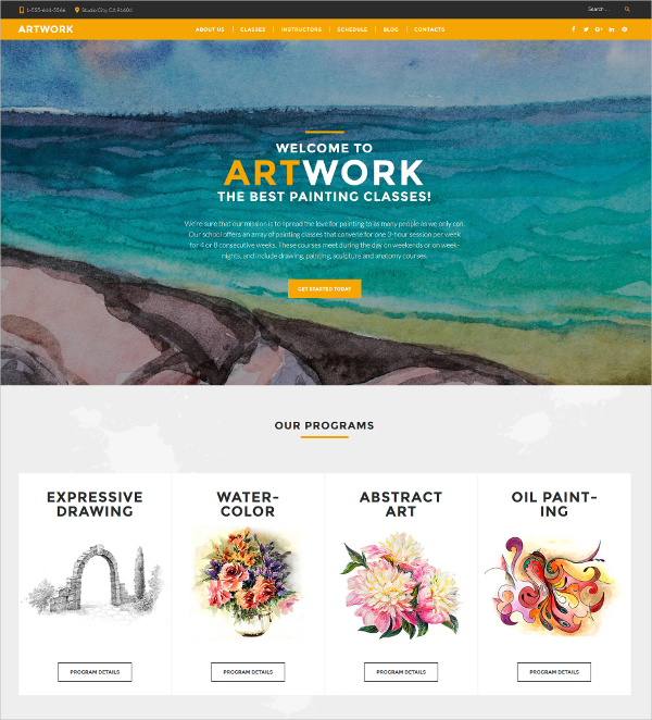 art school responsive wordpress website theme