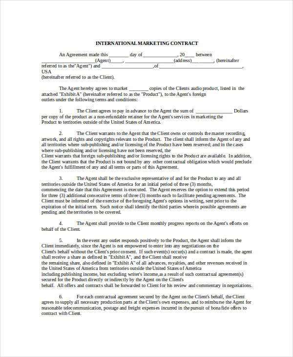 marketing contract template