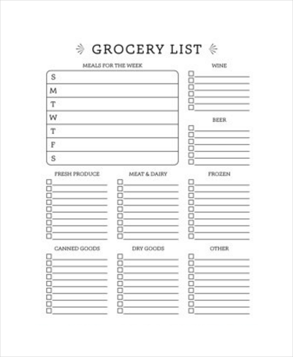 Grocery List Template New Concept
