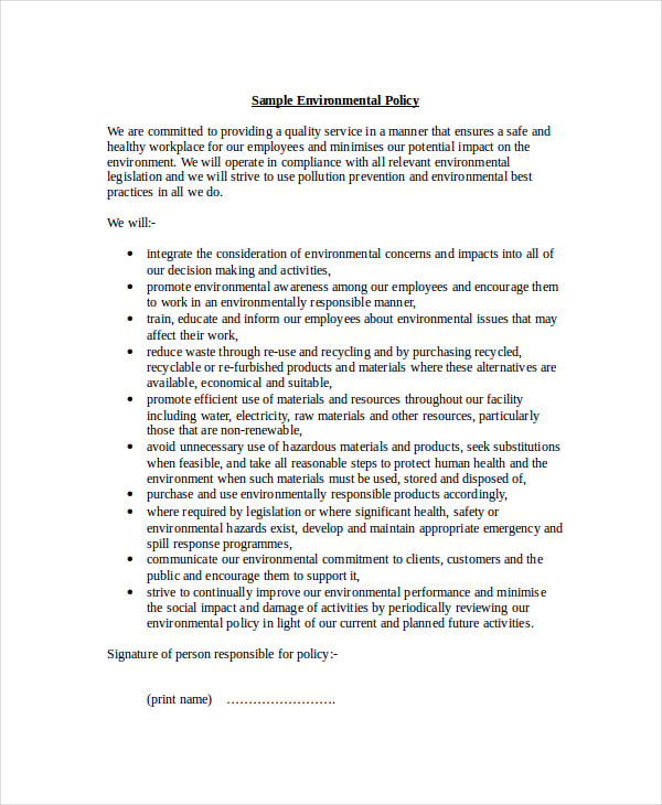 environmental policy template