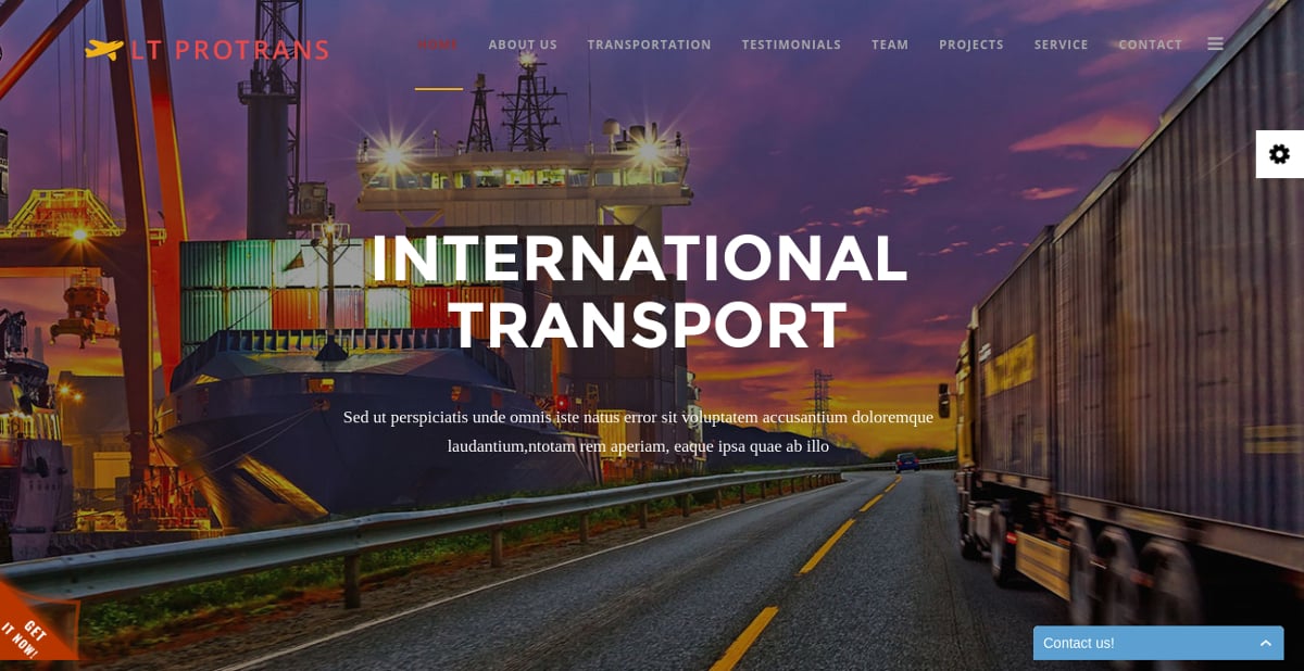transportation single page joomla website theme