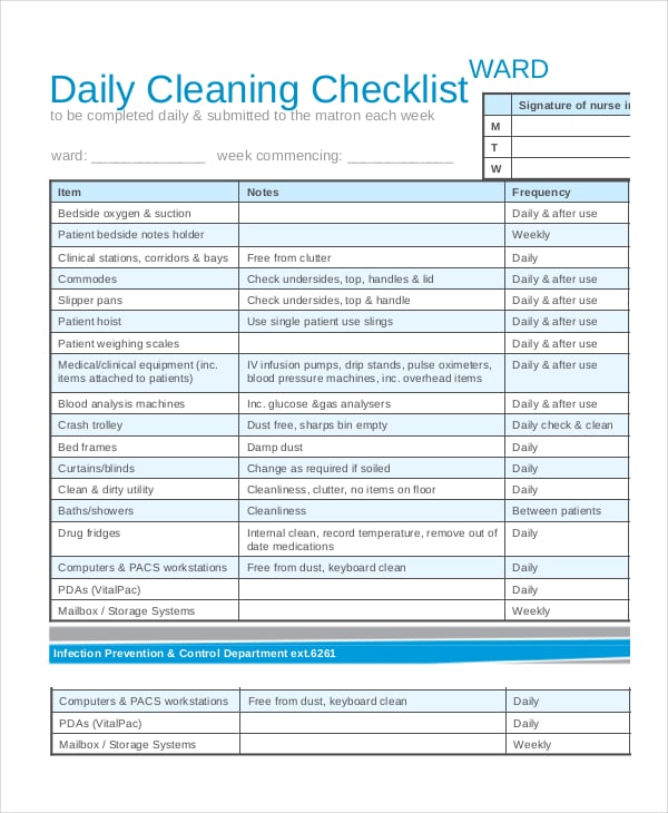 Cleaning Checklist 31+ Word, PDF, PSD Documents Download
