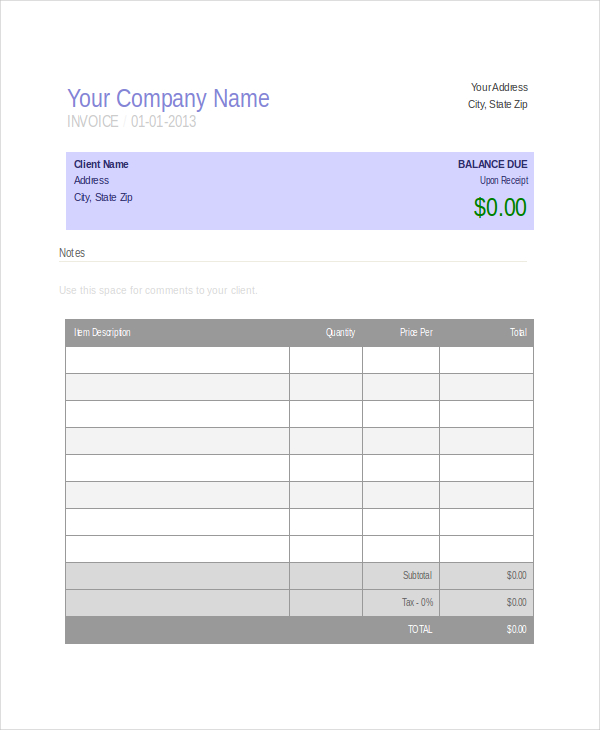 company tax invoice template