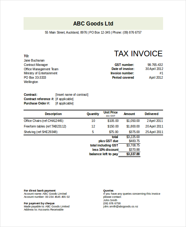 company invoice template 7 free word excel pdf