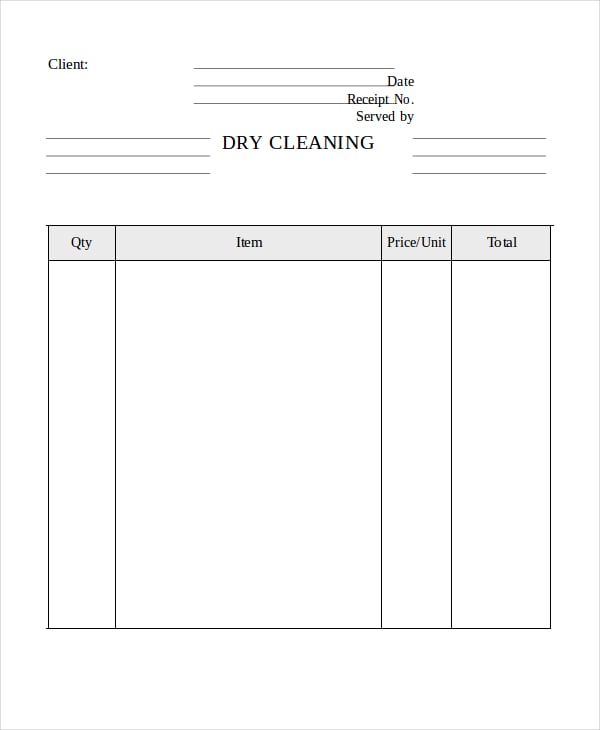 dry cleaning invoice template