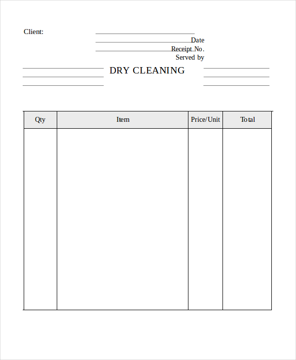 dry cleaning invoice template