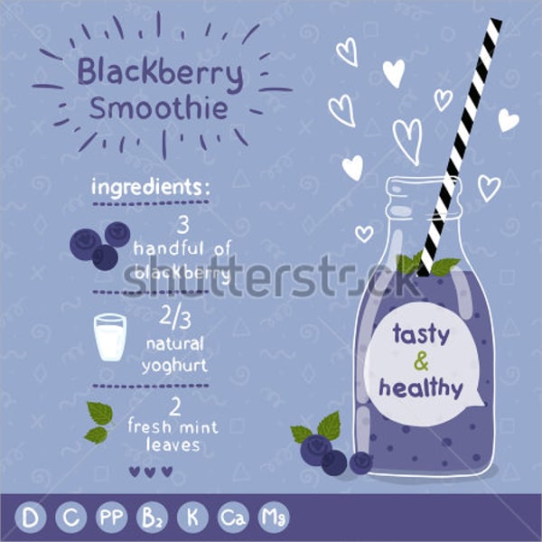 blackberry smoothie recipe card template