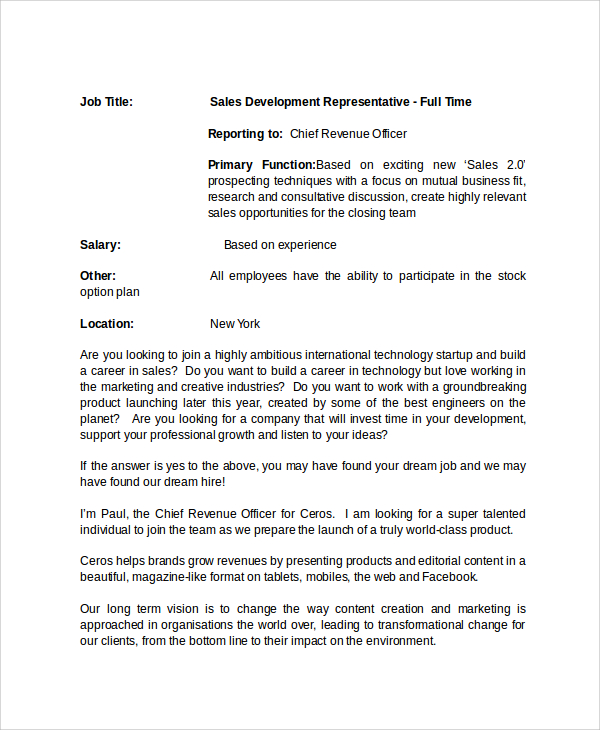 19+ Job Description Templates in Word