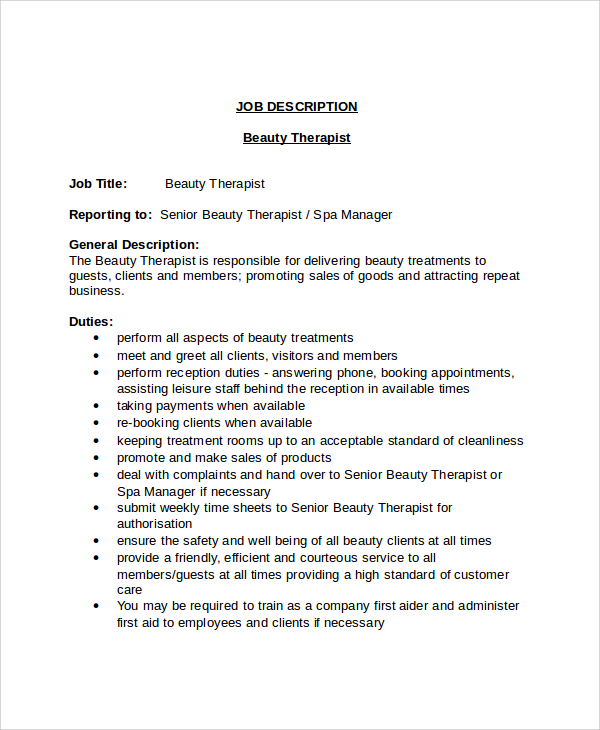 19+ Job Description Templates in Word