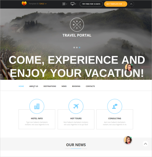 travel tours moto cms website template