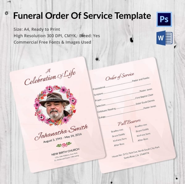 5 Funeral Order Of Services Word PSD Format Download