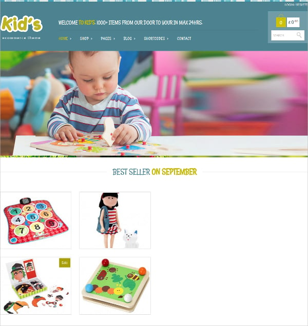 kids ecommerce website template