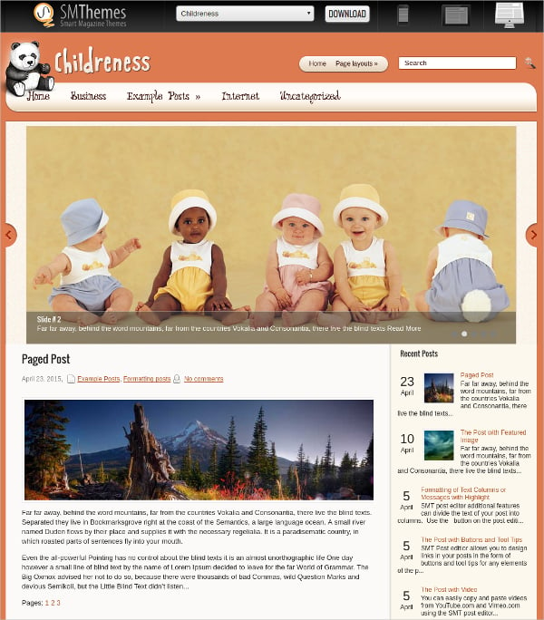 free kids children wordpress website theme