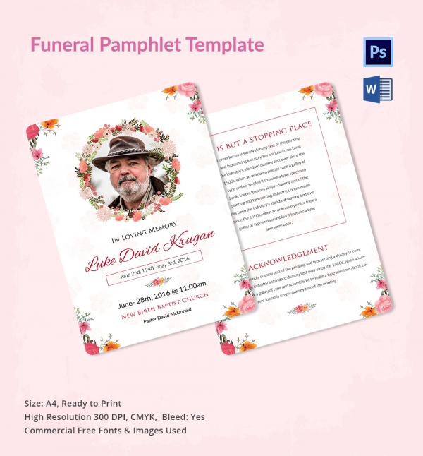 5 Funeral Pamphlet Templates Word, PSD Format Download