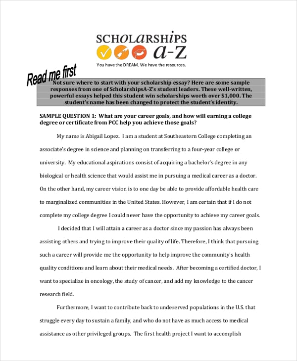 college scholarships essay examples