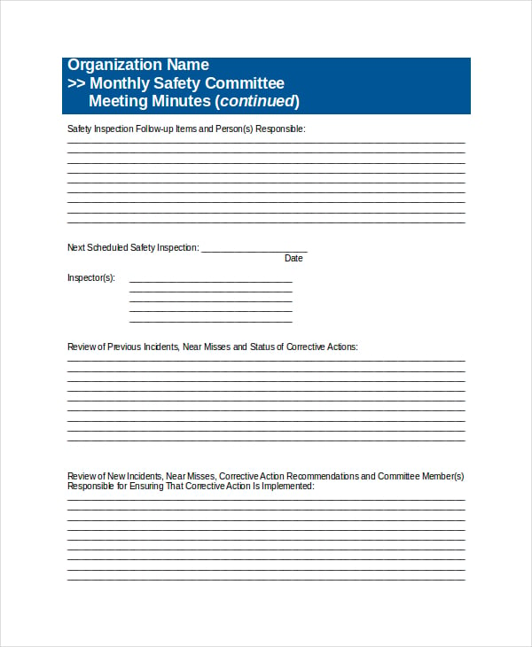 safety committee meeting agenda template
