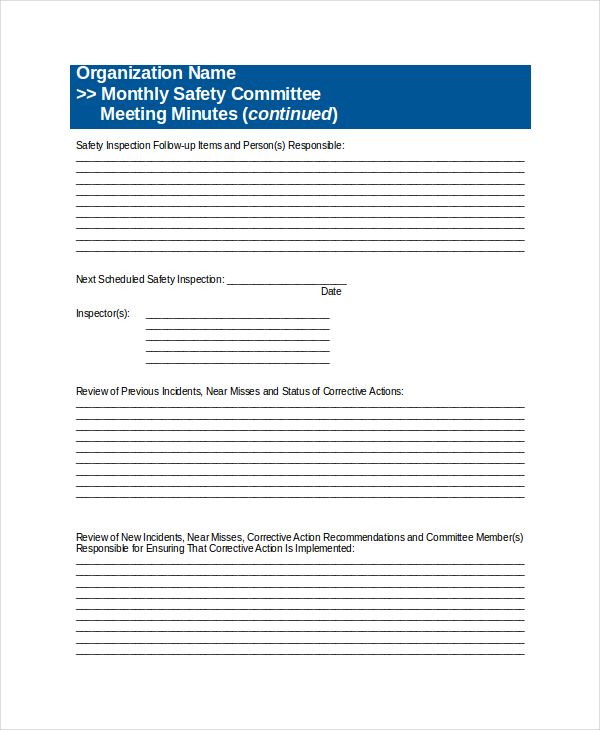 Safety Committee Agenda Template