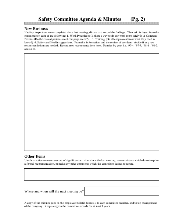 Safety Committee Agenda Template Business Design Layout Templates