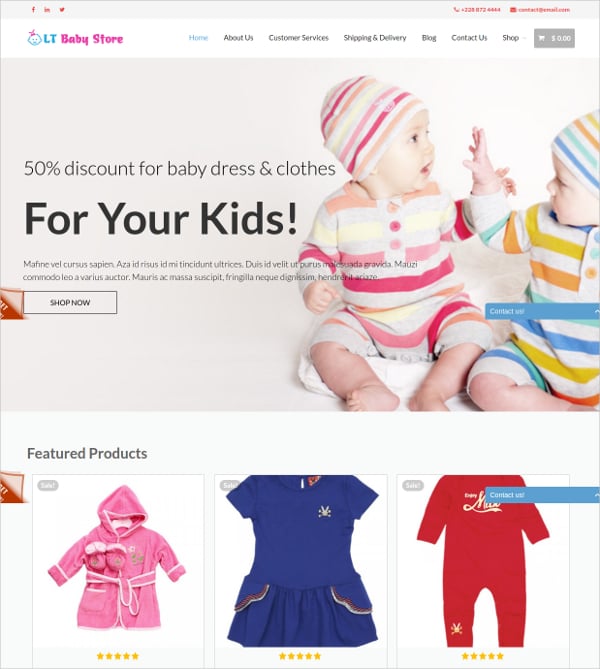 baby kid store wp website theme