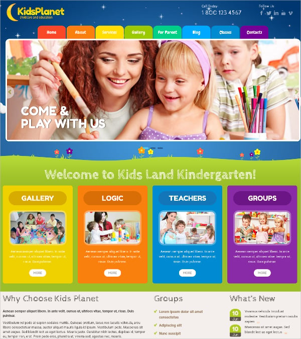 kids playschool wordpress website theme