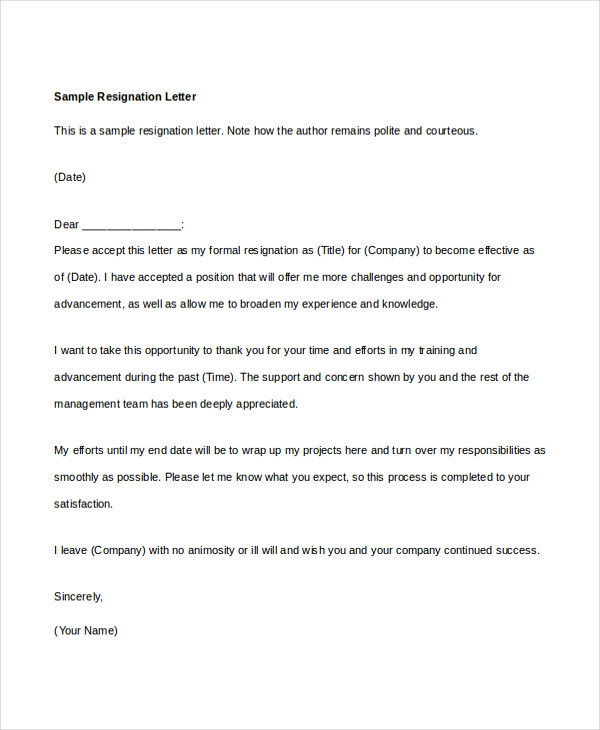 reprimand polite letter 34 Premium Word Free Letter  Resignation  & Templates