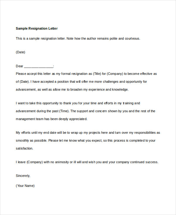 34 Resignation Letter Word Templates 