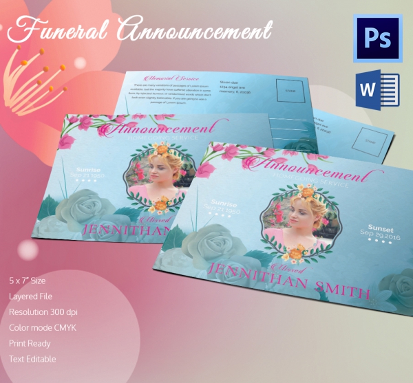 5 Funeral Announcement Templates Word, PSD Format Download