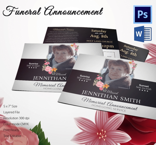 5 Funeral Announcement Templates Word, PSD Format Download