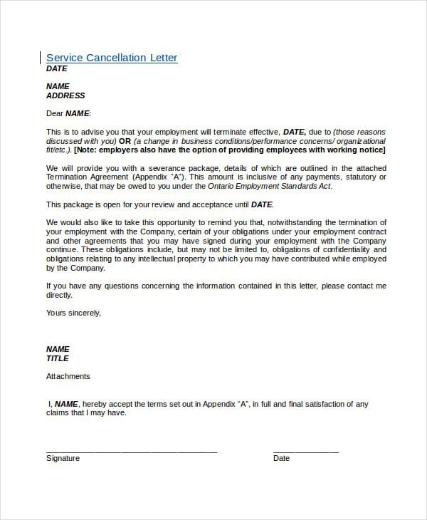 sample letter to cancel subscription
