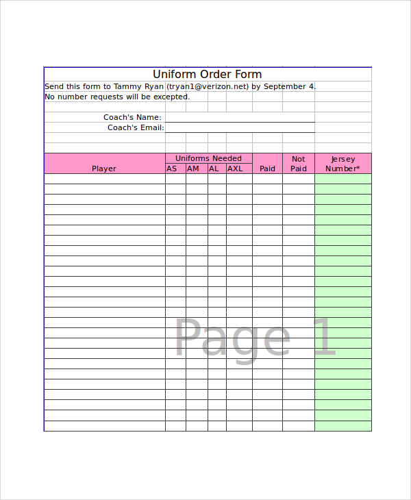 Excel Order Form Template 19+ Free Excel Documents Download